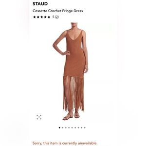 STAUD Cossette Crochet Fringe Dress $378 Size XS LIKE NEW